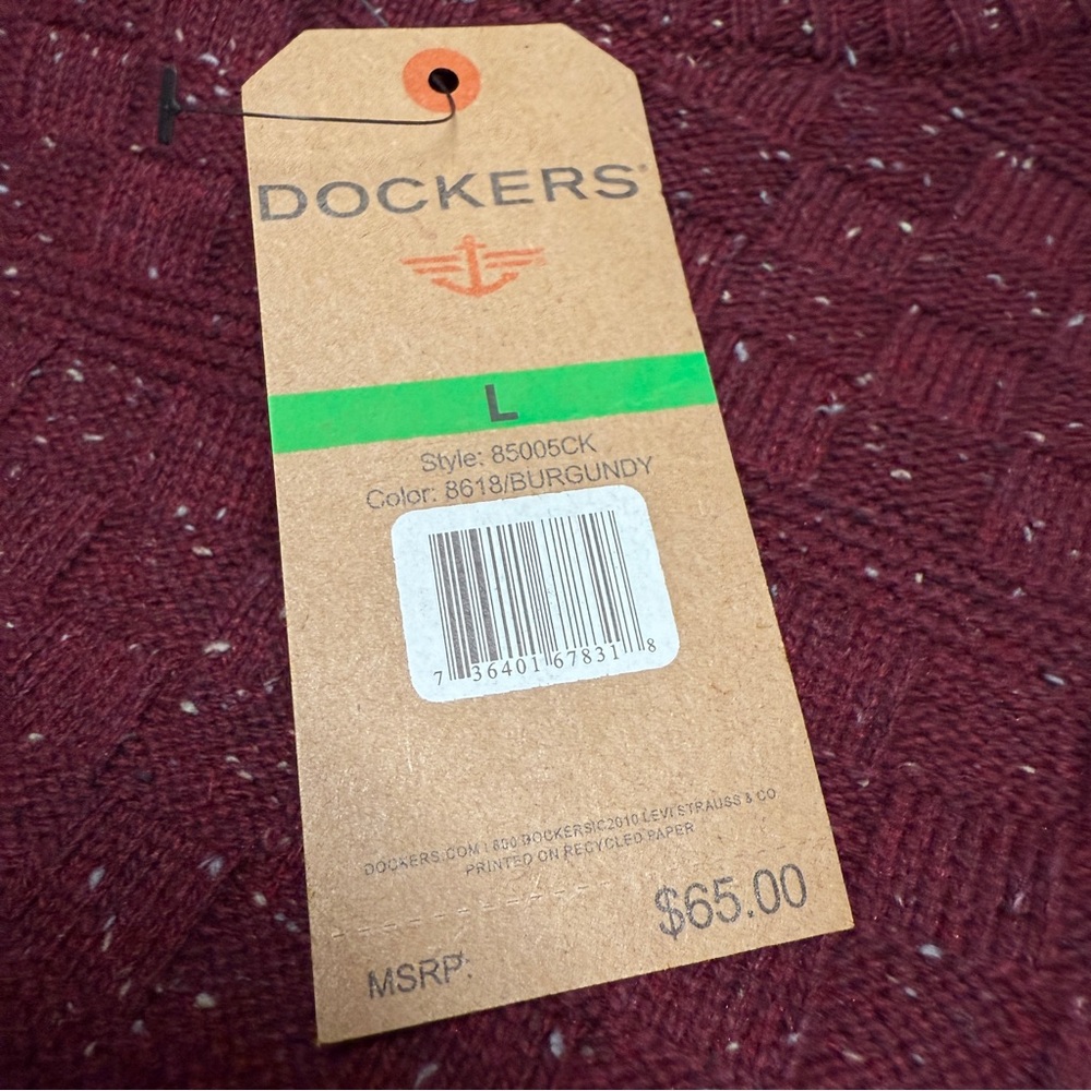 Dockers Textured Checkerboard Pattern Burgundy Sweater, Men's Size Large, NWT - Picture 9 of 16